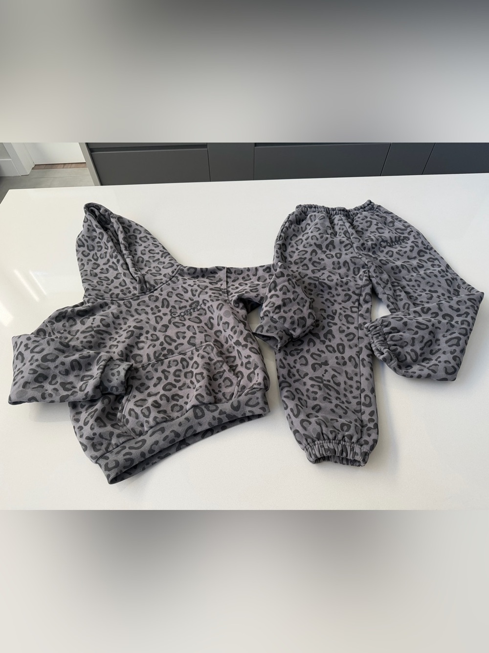 KIDS COMFRT Grey Leopard Print Hoodie & Jogger Set - Cozy Matching Outfit